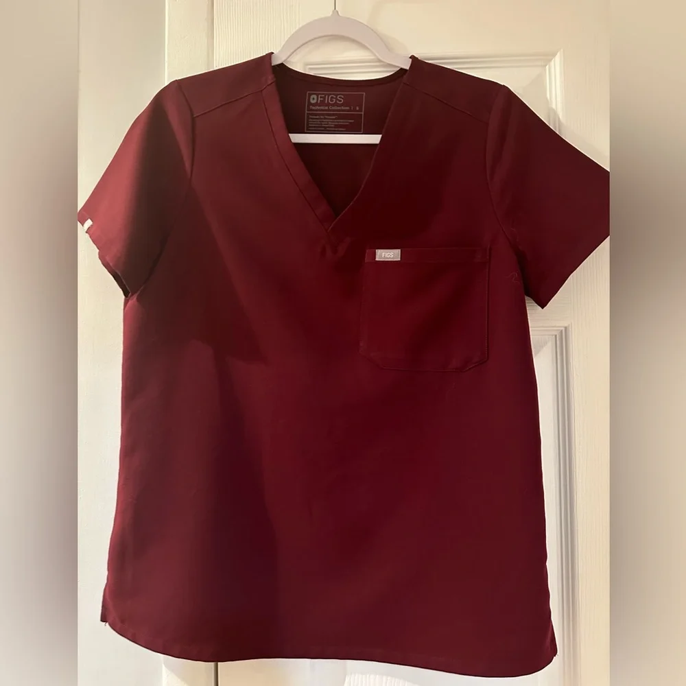 Figs Catarina Top Size Small Burgundy Worn Once Good Condition - Picture 1 of 2